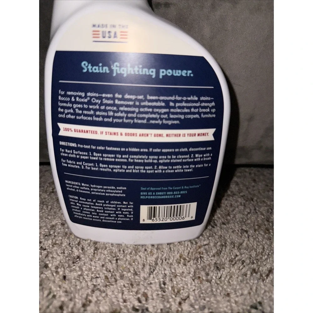 Rocco & Roxie Oxy Stain Remover 32oz Made In‎ The USA New